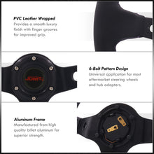Load image into Gallery viewer, JDM Sport Universal 350mm PVC Leather Deep Dish Style Aluminum Steering Wheel Black Center with Purple Stitching