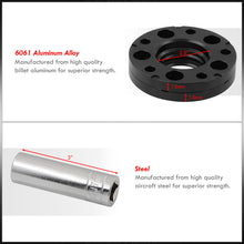 Load image into Gallery viewer, Universal 4 Piece Wheel Spacers + Extended Lug Nut Bolts Black - PCD: 5x120 | Thread Pitch: M12x1.5 | Bore: 72.56mm | Thickness: 15mm | Lug Nuts: 40mm