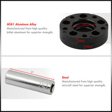 Load image into Gallery viewer, Universal 4 Piece Wheel Spacers + Extended Lug Nut Bolts Black - PCD: 5x120 | Thread Pitch: M12x1.5 | Bore: 72.56mm | Thickness: 20mm | Lug Nuts: 45mm