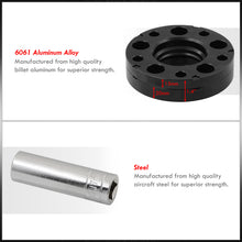 Load image into Gallery viewer, Universal 4 Piece Wheel Spacers + Extended Lug Nut Bolts Black - PCD: 5x120 | Thread Pitch: M12x1.5 | Bore: 72.56mm | Thickness: 15mm & 20mm | Lug Nuts: 40mm & 45mm