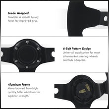 Load image into Gallery viewer, Universal 350mm Suede Deep Dish Style Aluminum Steering Wheel Black with Blue Stitching