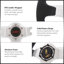 Load image into Gallery viewer, JDM Sport Universal 350mm PVC Leather Deep Dish Style Aluminum Steering Wheel Silver Center with Blue Stitching