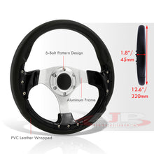 Load image into Gallery viewer, Universal 320mm Fusion Style Aluminum Steering Wheel Black / Black