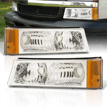 Load image into Gallery viewer, Chevy Silverado 03-06 Bumper Lights Chrome Housing Clear Lens Amber Reflectors