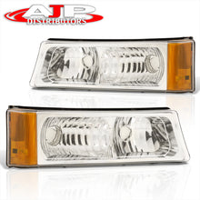 Load image into Gallery viewer, Chevy Silverado 03-06 Bumper Lights Chrome Housing Clear Lens Amber Reflectors