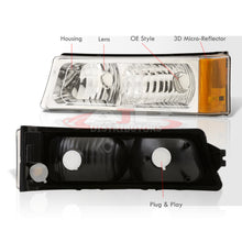 Load image into Gallery viewer, Chevy Silverado 03-06 Bumper Lights Chrome Housing Clear Lens Amber Reflectors
