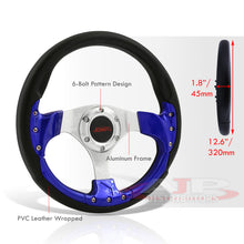 Load image into Gallery viewer, JDM Sport Universal 320mm Fusion Style Aluminum Steering Wheel Black / Blue