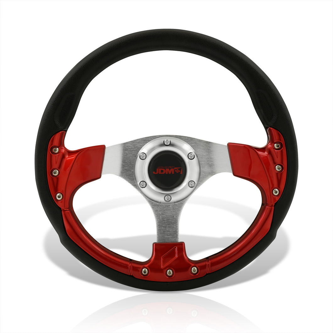 JDM Sport Universal 320mm Fusion Style Aluminum Steering Wheel Black / Red