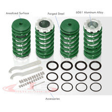 Load image into Gallery viewer, Acura Integra 1990-2001 / Honda Civic 1988-2000 / CRX 1988-1991 / Del Sol 1993-1997 Coilover Sleeves Kit Green (Silver Sleeves)