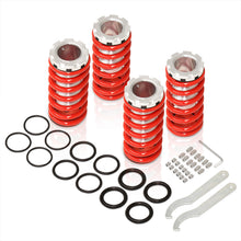 Load image into Gallery viewer, Acura Integra 1990-2001 / Honda Civic 1988-2000 / CRX 1988-1991 / Del Sol 1993-1997 Coilover Sleeves Kit Red (Silver Sleeves)