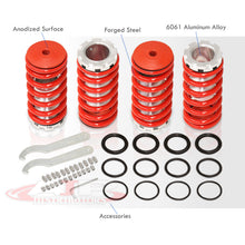 Load image into Gallery viewer, Acura Integra 1990-2001 / Honda Civic 1988-2000 / CRX 1988-1991 / Del Sol 1993-1997 Coilover Sleeves Kit Red (Silver Sleeves)