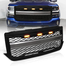 Load image into Gallery viewer, Chevrolet Silverado 1500 2016-2018 Front Grille Black with Amber LED DRL Running Lights