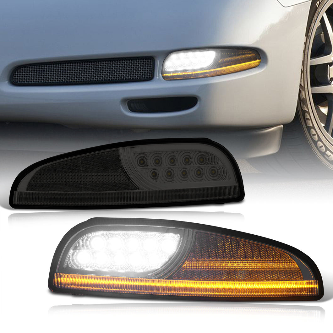 Chevrolet Corvette C5 1997-2004 Sequential LED Corner Light Smoke Lens Chrome Housing (Includes Hyperflash Harness)
