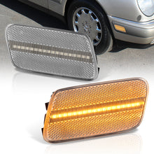 Load image into Gallery viewer, Mercedes Benz E-Class W210 E300D E300TD 1996-1999 / E320 1999-2003 / E430 1999-2003 / E55 AMG 1999-2003 Front Amber LED Side Marker Lights Clear Len