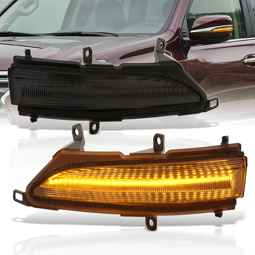 Lexus GX460 2010-2018 / LX570 2013-2017 Front Amber Sequential LED Side Mirror Signal Marker Lights Smoke Len
