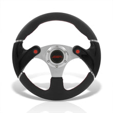 Load image into Gallery viewer, JDM Sport Universal 320mm Dual Button Style Aluminum Steering Wheel Silver Center with Black Handles