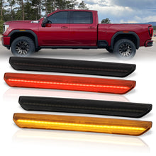 Load image into Gallery viewer, GMC Sierra 2500HD 3500HD 2020-2022 4 Piece Front Amber & Rear Red LED Fender Side Marker Lights Smoke Len
