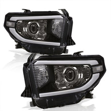 Load image into Gallery viewer, Toyota Tundra 2014-2021 LED DRL Bar Projector Headlights Black Housing Clear Len Clear Reflector (Halogen Models Only)