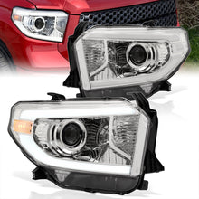 Load image into Gallery viewer, Toyota Tundra 2014-2021 LED DRL Bar Projector Headlights Chrome Housing Clear Len Clear Reflector (Halogen Models Only)