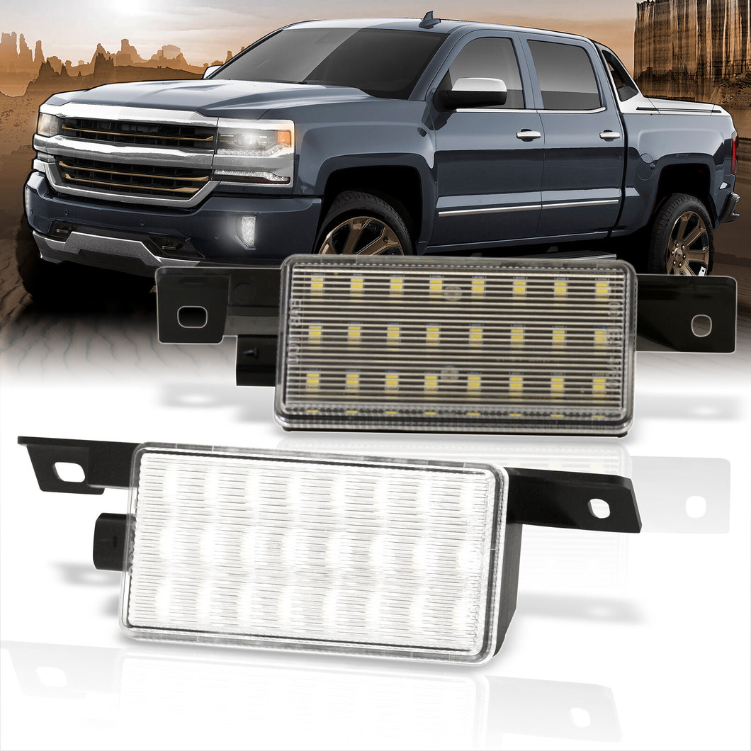 Chevrolet Silverado 1500 2016-2018 / 1500 LD 2019 / 2500HD 3500HD 2016-2019 / GMC Sierra 1500 2016-2018 / 1500 Limited 2019 / 2500HD 3500HD 2016-2019 2-Piece Left & Right White SMD LED Truck Bed Cargo Lights Clear Len (Includes Wiring Harness)