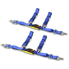 Load image into Gallery viewer, Universal 4 Point 2" Racing Seat Harness Belts Pair Blue with Yellow Strap