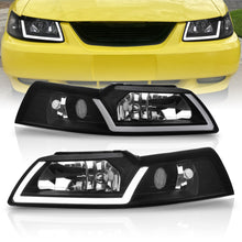 Load image into Gallery viewer, Ford Mustang 1999-2004 LED DRL Bar Factory Style Headlights Black Housing Clear Len Clear Reflector