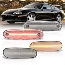 Load image into Gallery viewer, Toyota Supra MK4 1993-1998 4 Piece Front Amber & Rear Red LED Side Marker Lights Clear Len