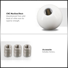 Load image into Gallery viewer, Universal 6 Speed M8 M10 M12 Fuckin' Fast Ball Shift Knob White with Green Lettering (Bottom Right Reverse)