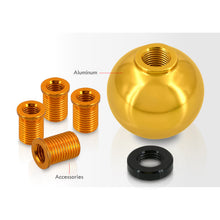 Load image into Gallery viewer, Universal 5 Speed M8 M10 M12 Ball Shift Knob Gold with Red Lettering