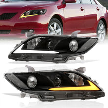 Load image into Gallery viewer, Toyota Camry 2007-2009 Sequential LED DRL Bar Factory Style Headlights Black Housing Clear Len Clear Reflector