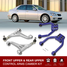 Load image into Gallery viewer, Lexus IS300 2001-2005 Front Upper &amp; Rear Upper Tubular Control Arms Camber Kit Blue
