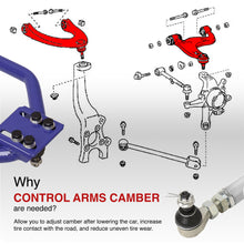 Load image into Gallery viewer, Lexus IS300 2001-2005 Front Upper &amp; Rear Upper Tubular Control Arms Camber Kit Blue
