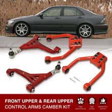 Load image into Gallery viewer, Lexus IS300 2001-2005 Front Upper &amp; Rear Upper Tubular Control Arms Camber Kit Red
