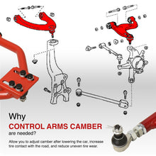 Load image into Gallery viewer, Lexus IS300 2001-2005 Front Upper &amp; Rear Upper Tubular Control Arms Camber Kit Red
