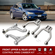 Load image into Gallery viewer, Lexus IS300 2001-2005 Front Upper &amp; Rear Upper Tubular Control Arms Camber Kit Silver
