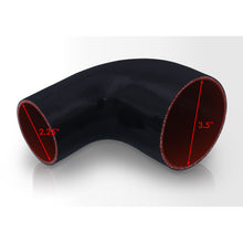 Load image into Gallery viewer, 2.25&quot; to 3.5&quot; 90 Degree Reducer Silicone Coupler Black
