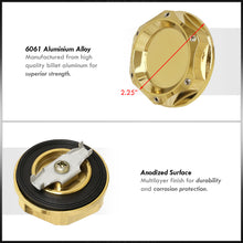 Load image into Gallery viewer, Mitsubishi Aluminum Round Circle Hole Style Oil Cap 24K Gold
