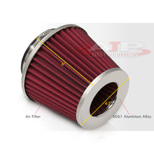 Load image into Gallery viewer, Universal 3.875" Air Filter Chrome Top / Red Body / Chrome Bottom
