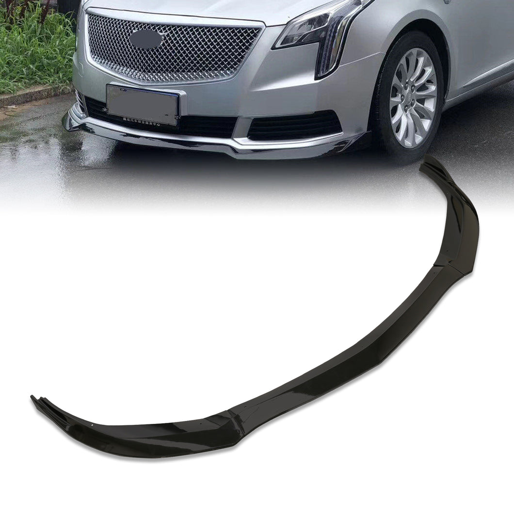 Cadillac XTS 2018-2019 3-Piece Style Front Bumper Lip Gloss Black