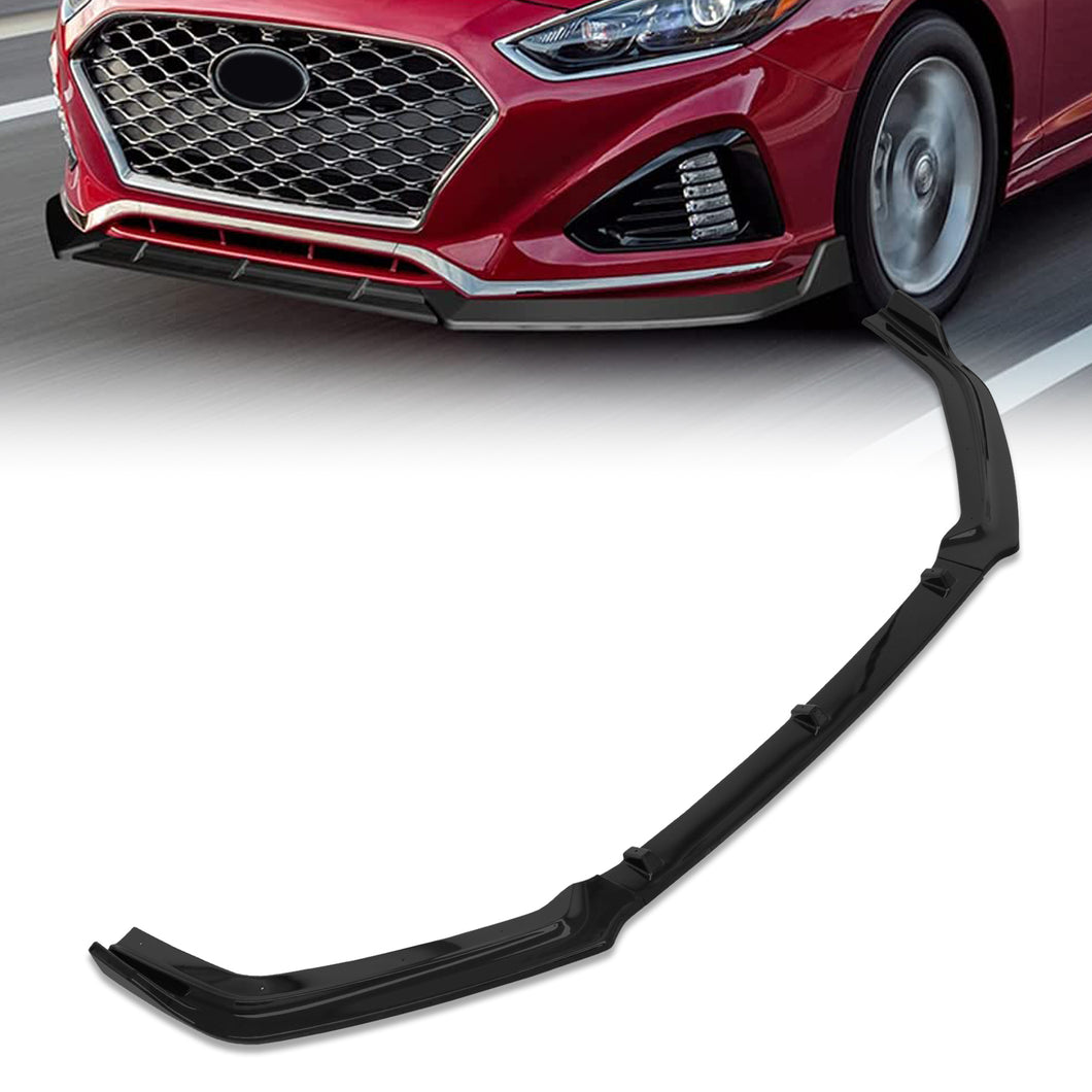 Hyundai Sonata 2018-2019 3-Piece Style Front Bumper Lip Gloss Black