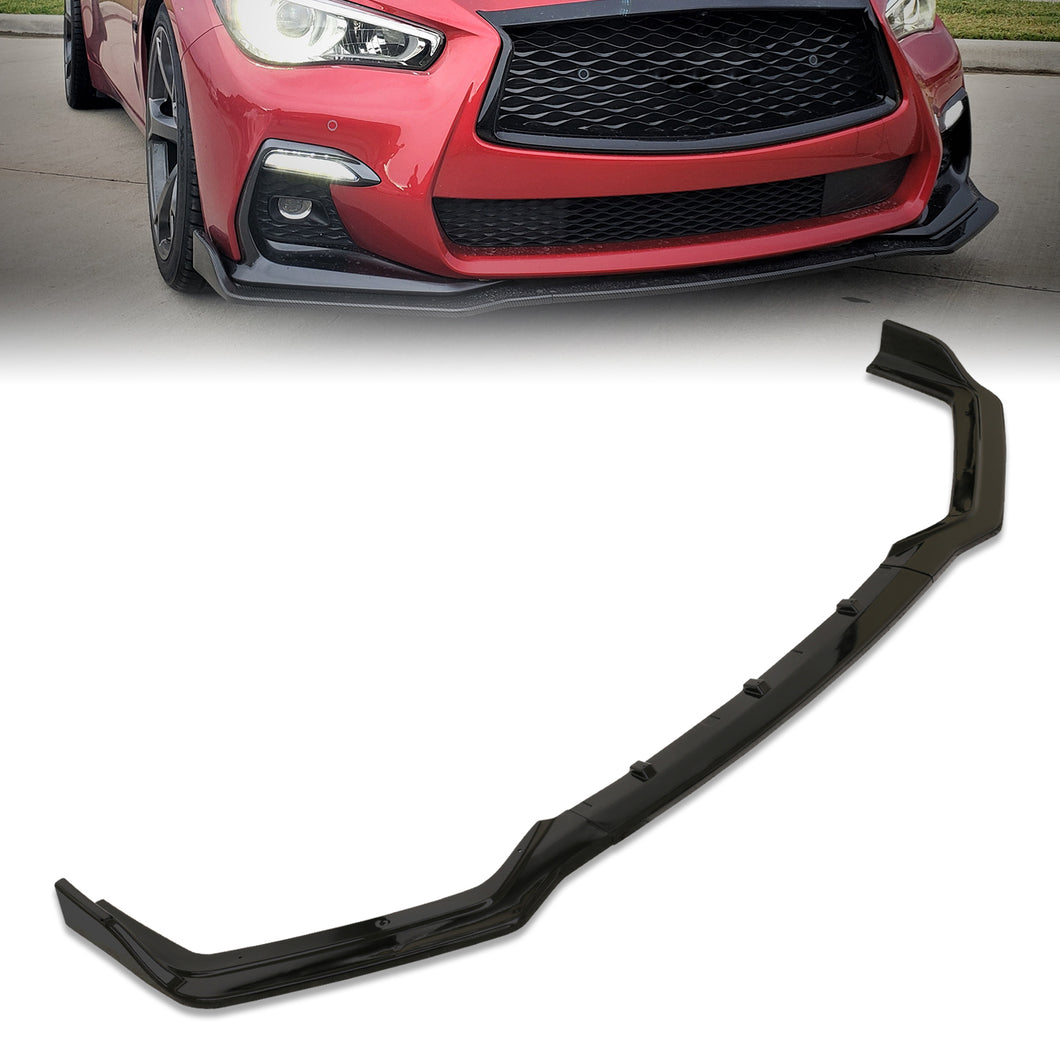 Infiniti Q50 Sport 2018-2023 3-Piece Style Front Bumper Lip Gloss Black