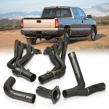Load image into Gallery viewer, Chevrolet Silverado 1500 1999-2006 / Avalanche 1500 2002-2005 / Suburban 1500 2000-2004 / Tahoe 2000-2004 / GMC Sierra 1999-2006 / Yukon 2001-2004 / Yukon XL 2001-2004 Stainless Steel Long Tube Exhaust Header Black + Y-Pipe ( EPA - Removes OEM Cat )
