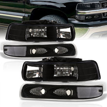 Load image into Gallery viewer, Chevrolet Silverado 1999-2002 / Suburban Tahoe 2000-2006 Factory Style Headlights + Bumpers Black Housing Clear Len Clear Reflector
