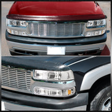 Load image into Gallery viewer, Chevrolet Silverado 1999-2002 / Suburban Tahoe 2000-2006 Factory Style Headlights + Bumpers Chrome Housing Clear Len Amber Reflector
