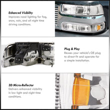 Load image into Gallery viewer, Chevrolet Silverado 1999-2002 / Suburban Tahoe 2000-2006 Factory Style Headlights + Bumpers Chrome Housing Clear Len Amber Reflector
