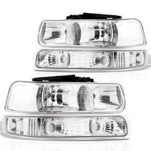 Load image into Gallery viewer, Chevrolet Silverado 1999-2002 / Suburban Tahoe 2000-2006 Factory Style Headlights + Bumpers Chrome Housing Clear Len Clear Reflector
