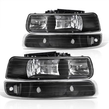 Load image into Gallery viewer, Chevrolet Silverado 1999-2002 / Suburban Tahoe 2000-2006 Factory Style Headlights + Bumpers Black Housing Clear Len Clear Reflector (All Black Bumpers)
