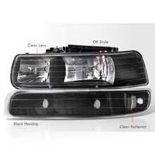 Load image into Gallery viewer, Chevrolet Silverado 1999-2002 / Suburban Tahoe 2000-2006 Factory Style Headlights + Bumpers Black Housing Clear Len Clear Reflector (All Black Bumpers)
