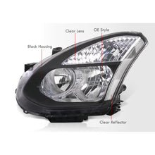 Load image into Gallery viewer, Nissan Rogue 2008-2013 Factory Style Headlights Black Housing Clear Len Clear Reflector (Halogen Models Only)
