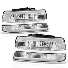 Load image into Gallery viewer, Chevrolet Silverado 1999-2002 / Suburban Tahoe 2000-2006 LED DRL Bar Factory Style Headlights + Bumpers Chrome Housing Clear Len Clear Reflector
